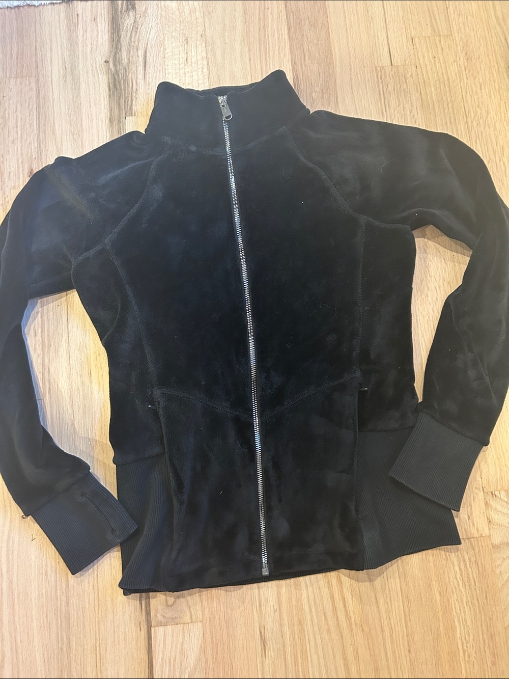 Athleta Black Velour Zip-Up Jacket - Women Small